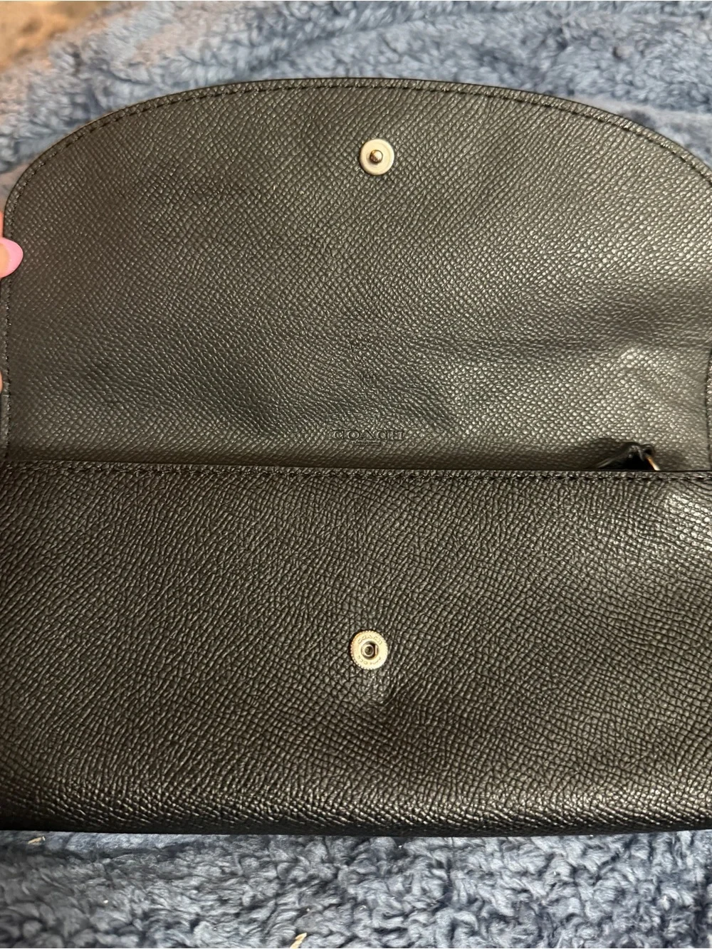 COACH Black Textured Leather Continental Card Holder Wallet